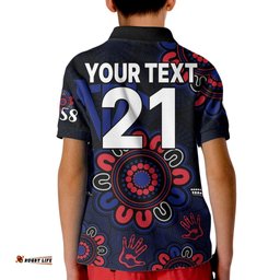 Custom Personalised AFL Melbourne Demons 1858 Aboriginal Kid Polo Shirt