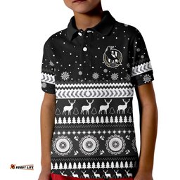 Custom Personalised Magpies Christmas Polo Shirt KID Indigenous Collingwood Football