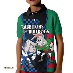 Custom Text And Number NRL Combine Rabbitohs and Bulldogs Kid Polo Shirt