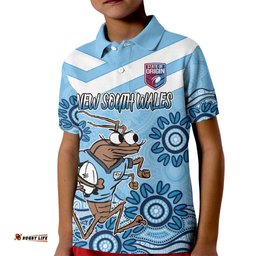 Custom NSW Blues Cockroach Blooded Aboriginal Inspired Kid Polo Shirt