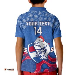Custom Bulldogs Football Christmas Kid Polo Shirt Merry XmasMix Aboriginal Art