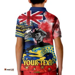 Custom Personalised ANZAC Eels Rugby Kid Polo Shirt We Shall Remember