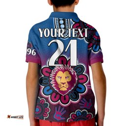 Custom Personalised AFL Brisbane Lions 1996 Aboriginal Kid Polo Shirt