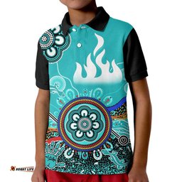 Custom Personalised Brisbane Heat Kid Polo Shirt Cricket Indigenous Aboriginal Lizard Version