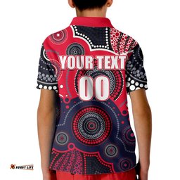 Custom Personalised And Number Demons AFL Kid Polo Shirt Aboriginal Patterns