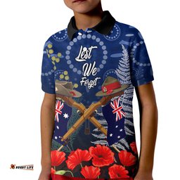Anzac Kid Polo Shirt Australia Aboriginal Mix New Zealand Slouch Hats