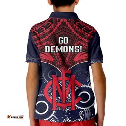 Melbourne Football Kid Polo Shirt Go Demons Aboriginal Mix Polynesian Pattern