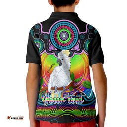 Personalised Australia Libra Cockatoo Zodiac Kid Polo Shirt Auz Astrology Aboriginal - Rainbow
