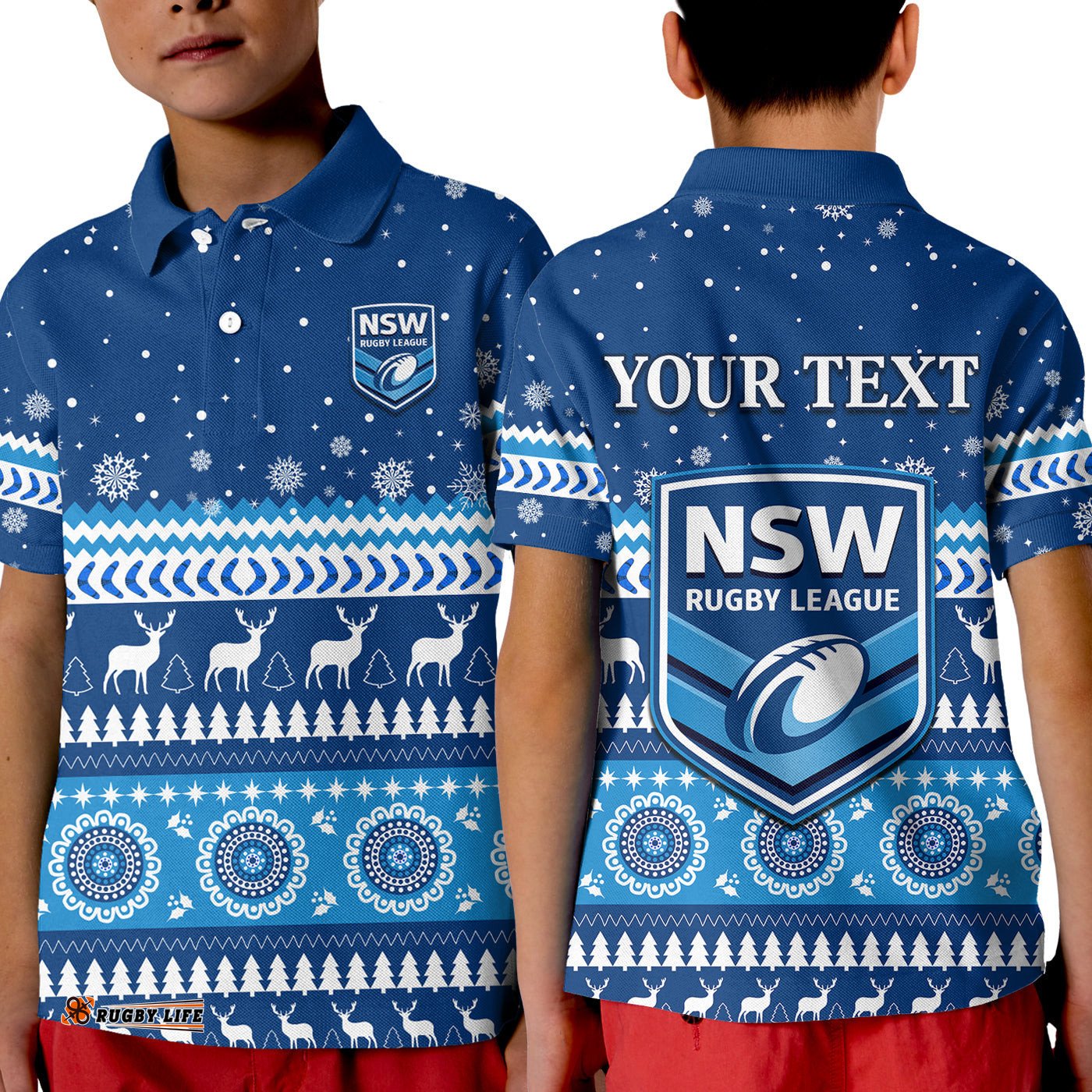 Custom Personalised New South Wales Christmas Polo Shirt KID NSW Rugby Indigenous