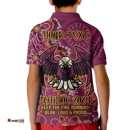 Personalised Sea Eagles NAIDOC Week 2024 Kid Polo Shirt Aboriginal Fire Burning Sparks