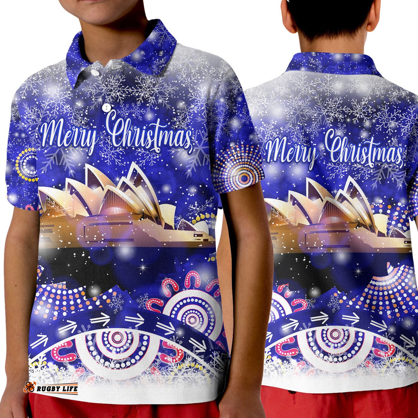 Australian Sydney Opera House Christmas Polo Shirt KID Original Style - Blue