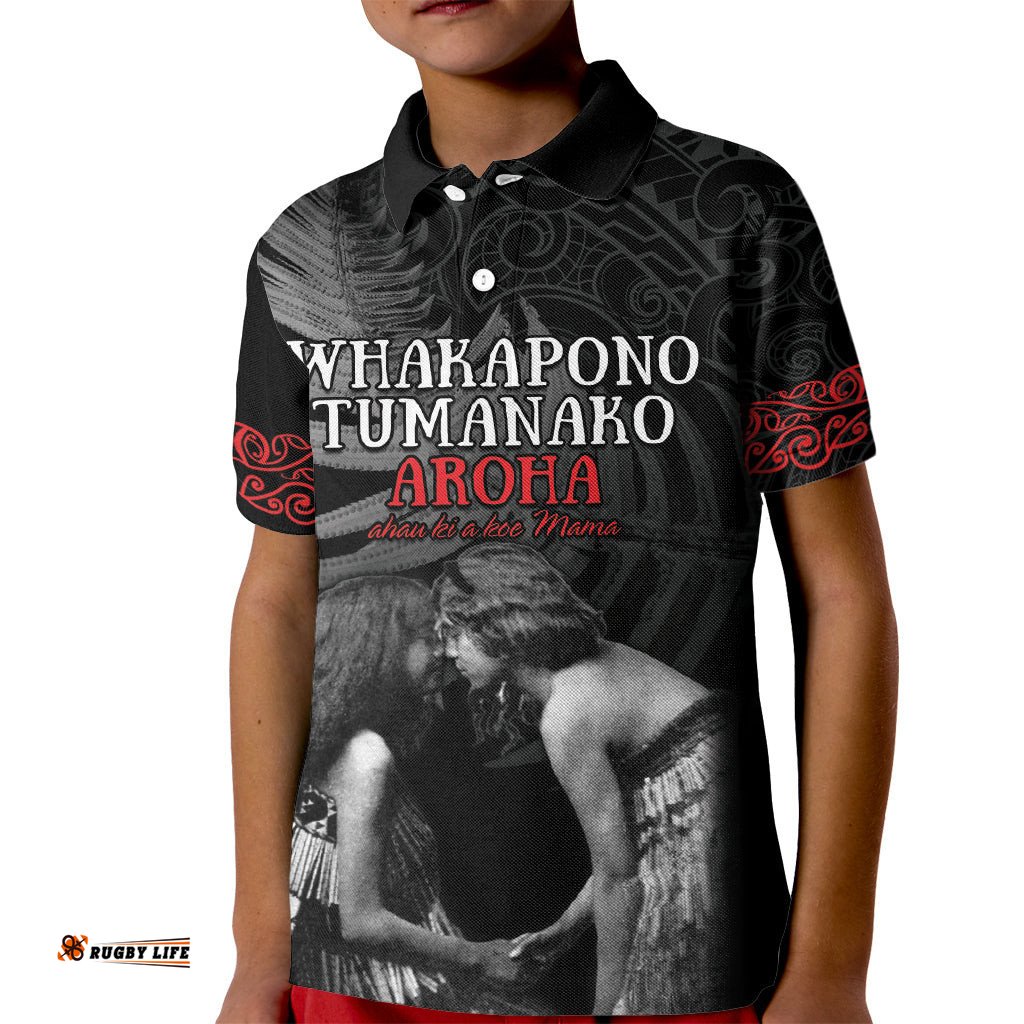 New Zealand Mother's Day Kid Polo Shirt Maori Hongi Aroha Ahau Ki A Koe Mama