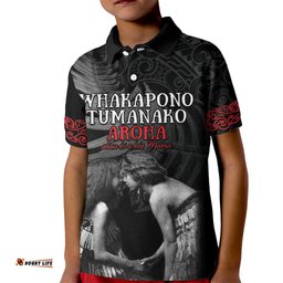 New Zealand Mother's Day Kid Polo Shirt Maori Hongi Aroha Ahau Ki A Koe Mama