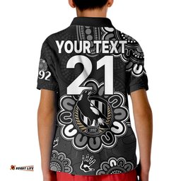 Custom Personalised AFL Collingwood Magpies 1892 Aboriginal Kid Polo Shirt