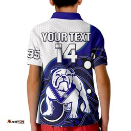 Custom Text And Number Bulldogs Rugby Kid Polo Shirt Go Doggies Indigenous Art