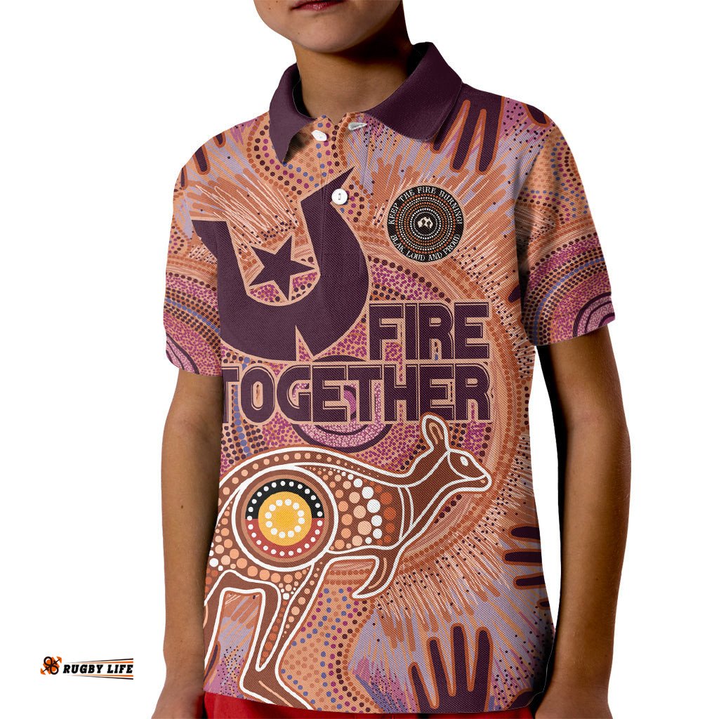 Fire Together NAIDOC 2024 Kid Polo Shirt Indigenous Cultural Spirit