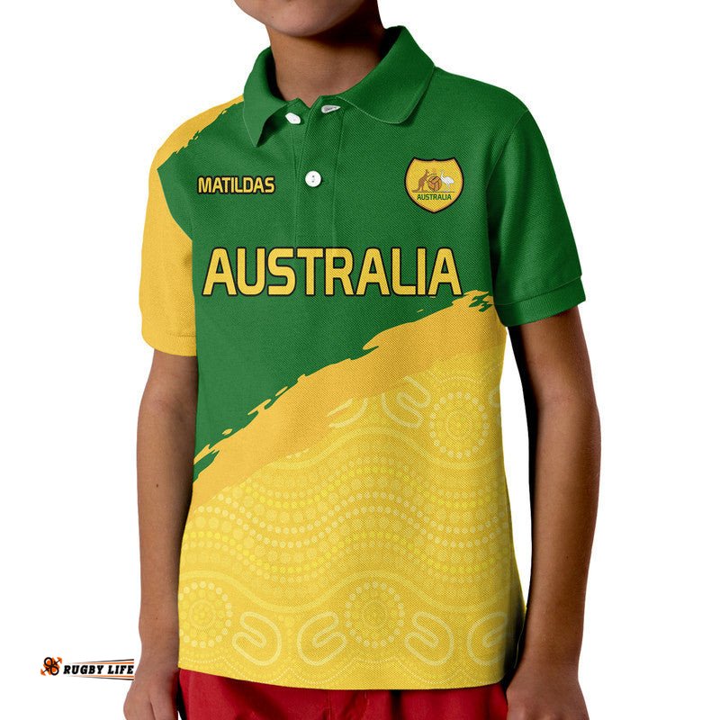 Custom Personalised Australia Soccer Kid Polo Shirt World Cup Football Matildas Female Socceroos