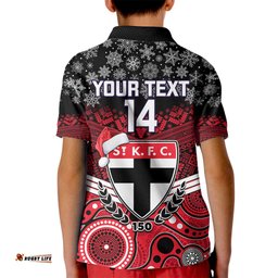 Custom St Kilda Football Christmas Kid Polo Shirt Merry XmasMix Aboriginal Art