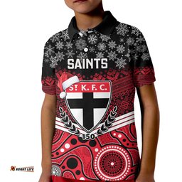 Custom St Kilda Football Christmas Kid Polo Shirt Merry XmasMix Aboriginal Art