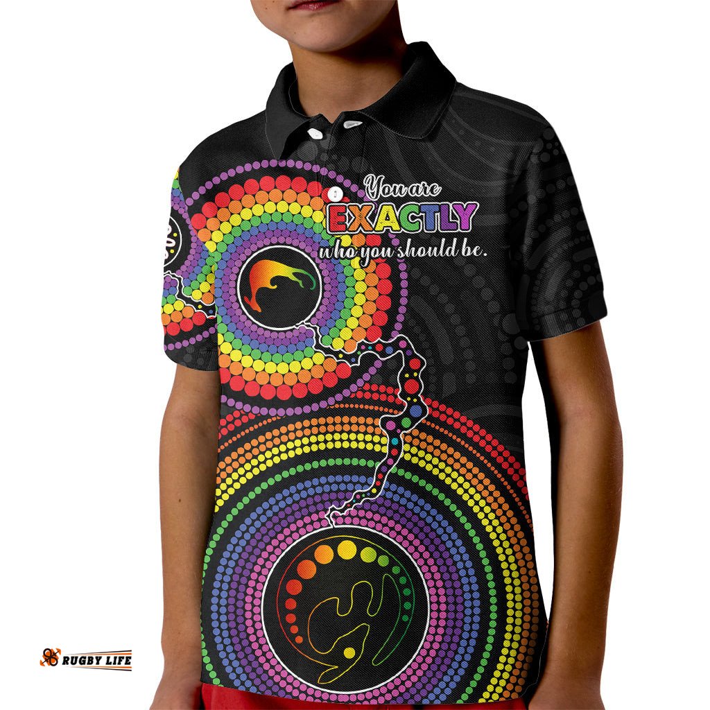 Australia LGBT Kid Polo Shirt You Are Exactly Who You Should Be Aboriginal Style