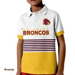 Custom Text And Number Broncos RugbyKid Polo Shirt Sporty Style White Version
