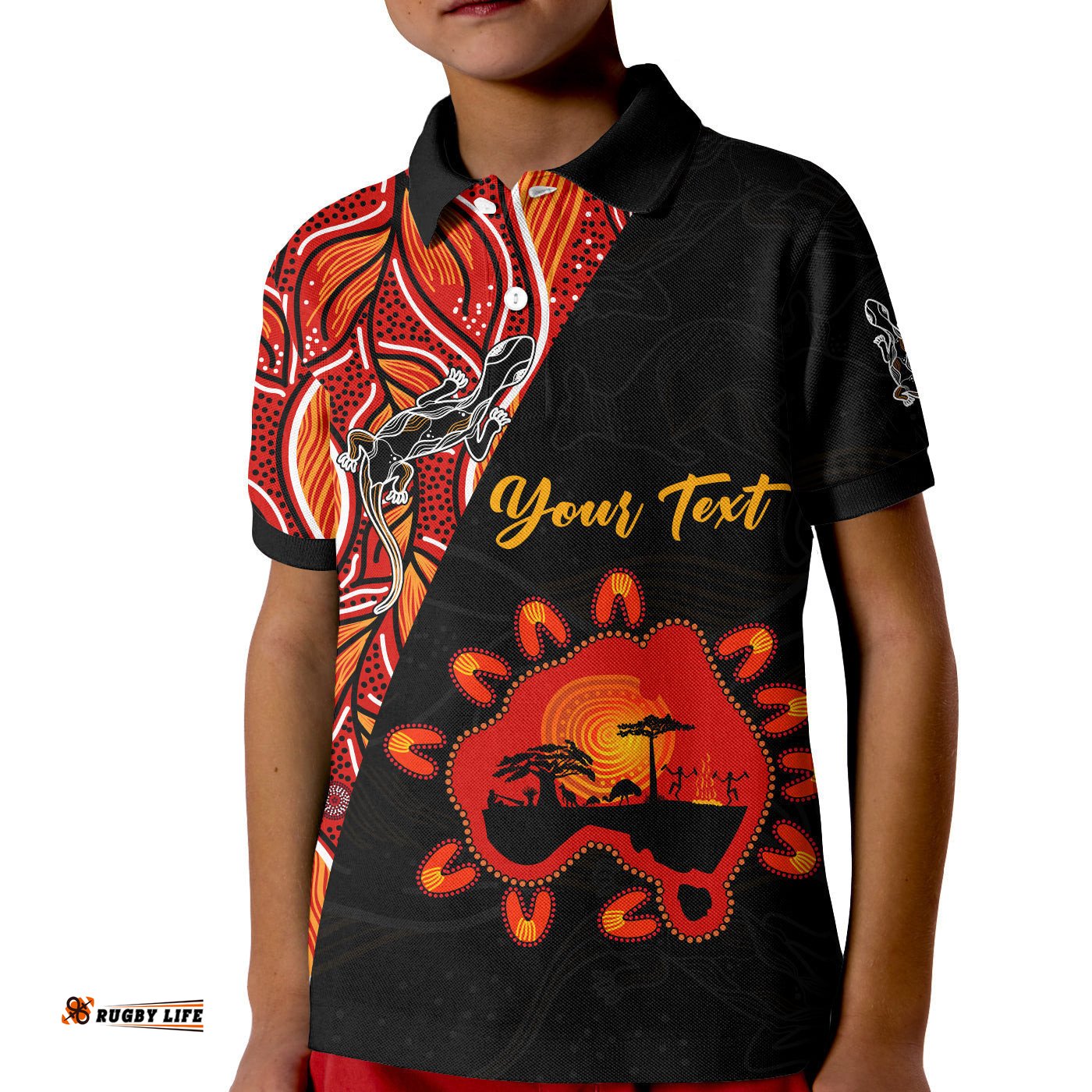 Custom Personalised Australia Map Polo Shirt KID Aussie Kangaroo Aboriginal