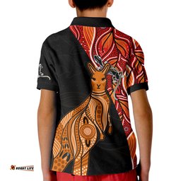 Custom Personalised Australia Map Polo Shirt KID Aussie Kangaroo Aboriginal
