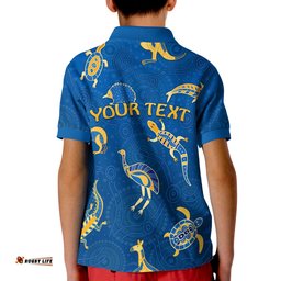 Custom Personalised Aboriginal Art Polo Shirt KID Animals Australia Version Blue