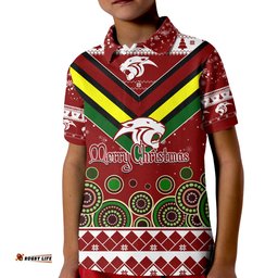 Aboriginal Christmas Black Panther With Santa Hat KID Polo Shirt