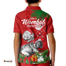 Wombat Lover Kid Polo Shirt Australia Merry Christmas Aboriginal