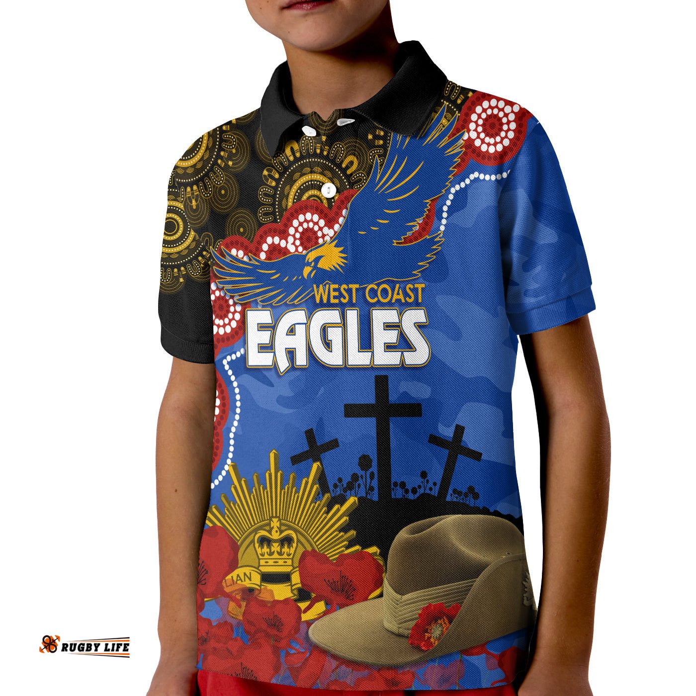 Eagles Football ANZACPolo Shirt KID Aboriginal Mix Slouch Hat