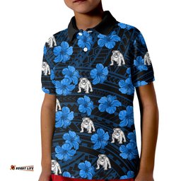 Bulldogs Rugby Kid Polo Shirt Polynesian Style With Hibiscus