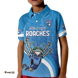 Custom NSW Cockroaches Blues Kid Polo Shirt New South Wales Origin No2