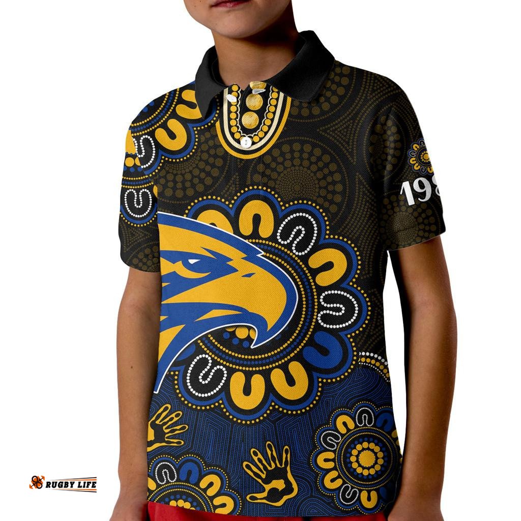 Custom Personalised AFL West Coast Eagles 1986 Aboriginal Kid Polo Shirt