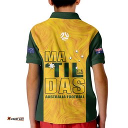 Australia Soccer Kid Polo Shirt Clare Hunt Matildas Gold Version