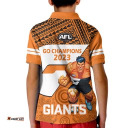 Giants Football Kid Polo Shirt GWS Go ChampionsPolynesian Indigenous Art