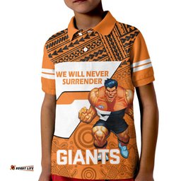 Giants Football Kid Polo Shirt GWS Go ChampionsPolynesian Indigenous Art