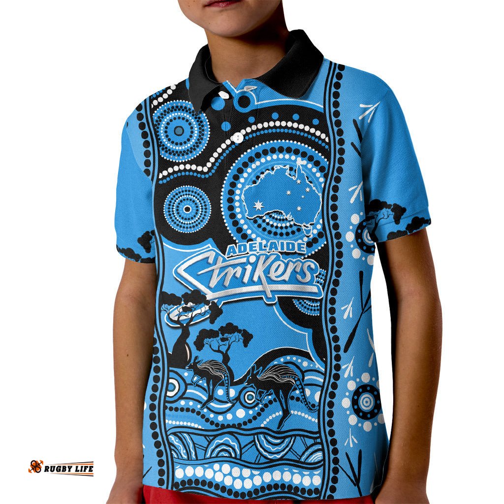 Custom Adelaide Strikers Cricket Kid Polo Shirt Happy Australia Day Aboriginal Art