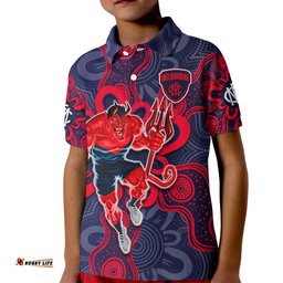 Custom Text And Number Demons FootballPolo Shirt KID Australian Aboriginal Dot Painting