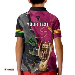 Personalised Panthers And Broncos Rugby Kid Polo ShirtGrand Final Penrith Brisbane Together