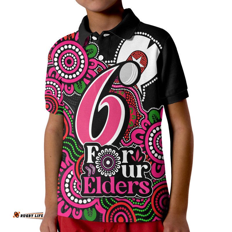 Custom Personalised Sydney Sixers Cricket Kid Polo Shirt NAIDOC Torres Strait For Our Elders