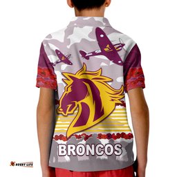 Custom Personalised Broncos Anzac Day Polo Shirt KID Aboriginal Lest We Forget Ver.02