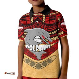 Custom Dolphins Rugby Kid Polo Shirt Polynesian and Aboriginal Vibe