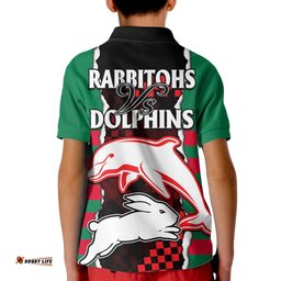 NRL Combine Rabbitohs and Dolphins Kid Polo Shirt
