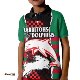 NRL Combine Rabbitohs and Dolphins Kid Polo Shirt