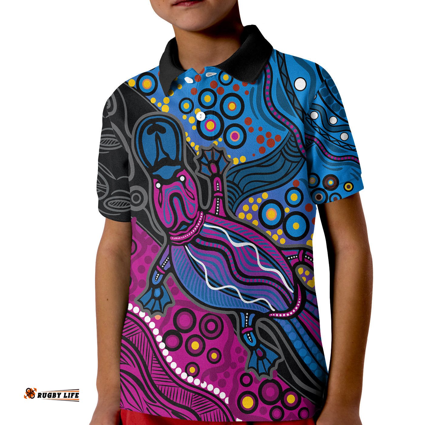 Aboriginal Platypus Polo Shirt KID Tribal No.3