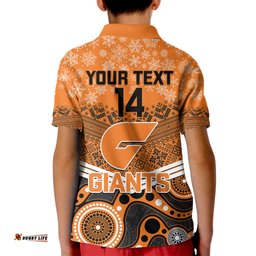 Custom Giants Football Christmas Kid Polo Shirt Merry XmasMix Aboriginal Art