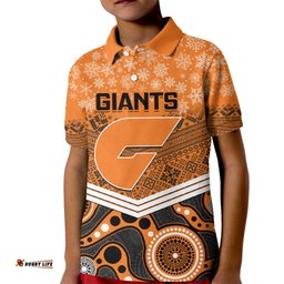 Custom Giants Football Christmas Kid Polo Shirt Merry XmasMix Aboriginal Art