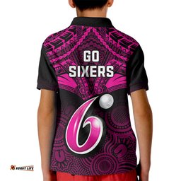 Sydney Sixers Cricket Kid Polo ShirtUnique Indigenous Art Mix Polynesian Pattern