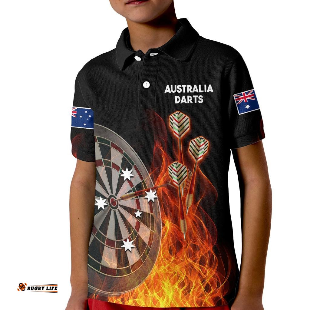 Australia Darts Fire Burning Black Style Kid Polo Shirt